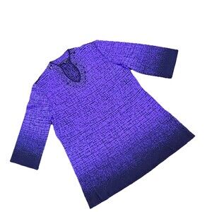 Ming Wang Gorgeous Purple  Rhinestone Cocktail 3/4 Sleeved Blouse Top LARGE